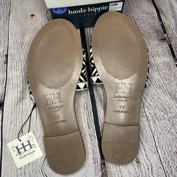 NWT Haute Hippie Black Aztec Embro Sandals - Picture 6 of 7